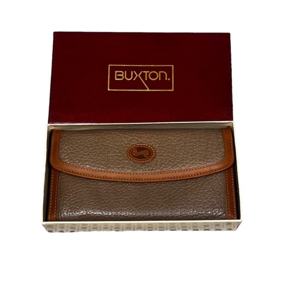 New Vintage Buxton Leather Organizer Clutch with Magic Planner‎ in Neutral Taupe